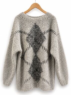 GEOFFREY BEENE Alpaca Rabbit Hair Wool Chunky Oversized Sweater M